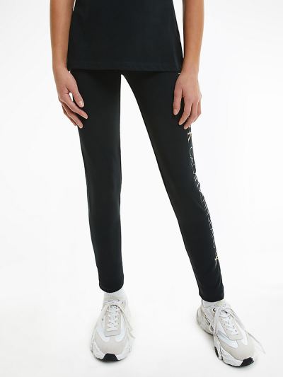 Calvin Klein Ruhák HU865067 | Calvin Klein Organic Cotton Logo Lány Leggings Fekete
